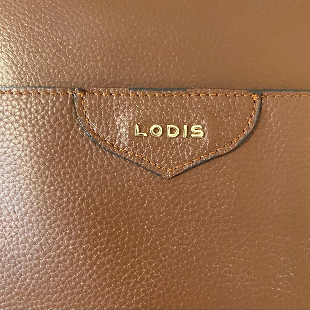Lodis Kierra Brown Pebble‎ Grain Leather Large Tote Shoulder Bag - Picture 8 of 12